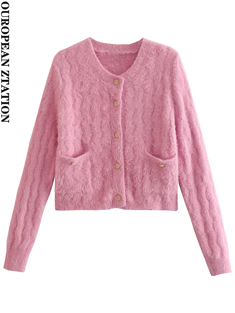 

Модный женский вязаный кардиган PAILETE с карманами, винтажный свитер с длинным рукавом и пуговицами, женская верхняя одежда, шикарные топы, 2022