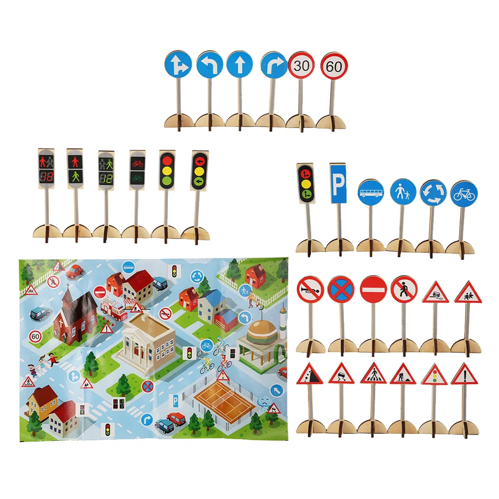 

Traffic Road Toys Signsconstruction Car Signs Play Light Mini Playset Sign Children Toy Mark Toys Educational Kids Light Kids