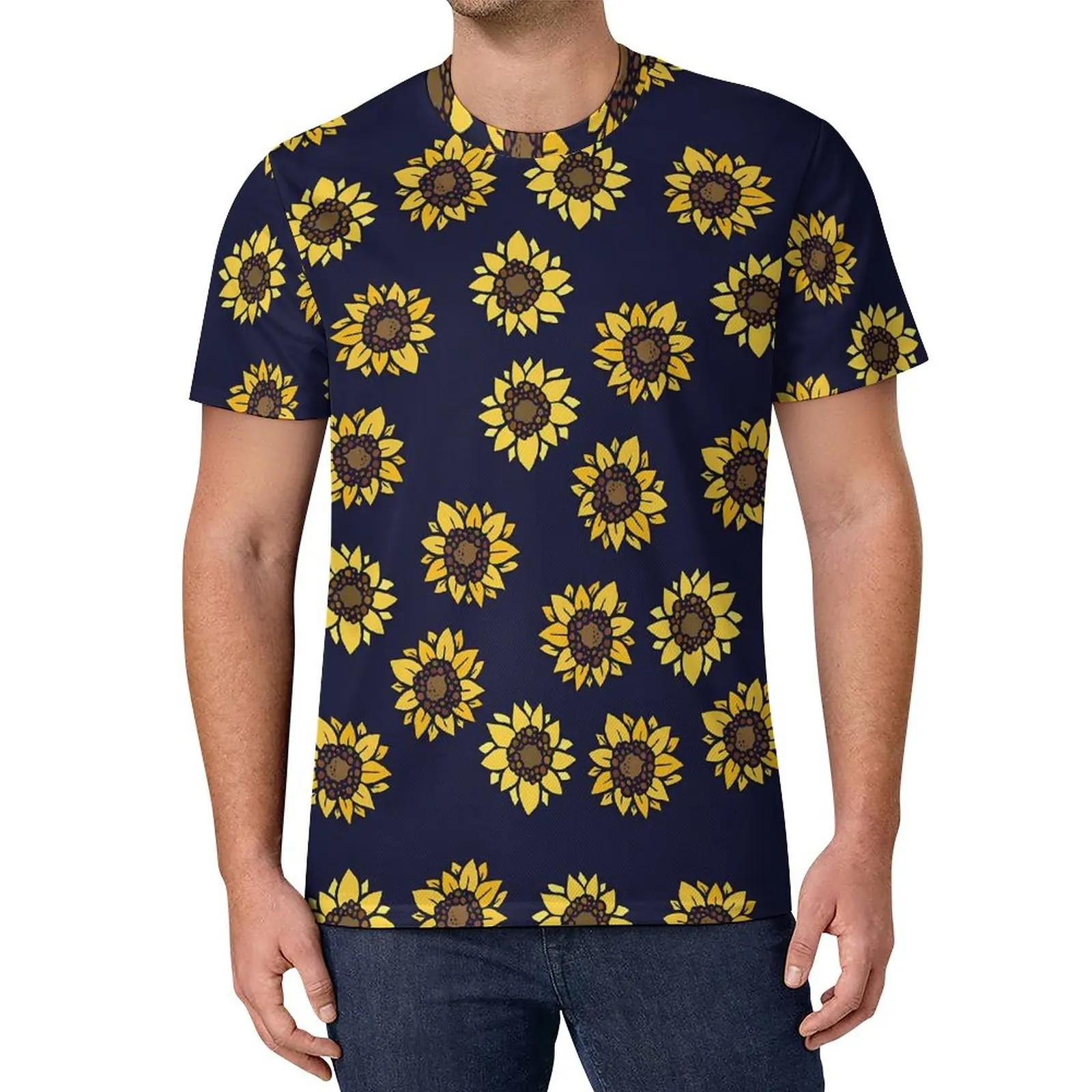 

Sunflower Print T-Shirt Summer Sunshine Retro T Shirts Short Sleeves Graphic Tops Cheap Beach Street Style Oversized Top Tees