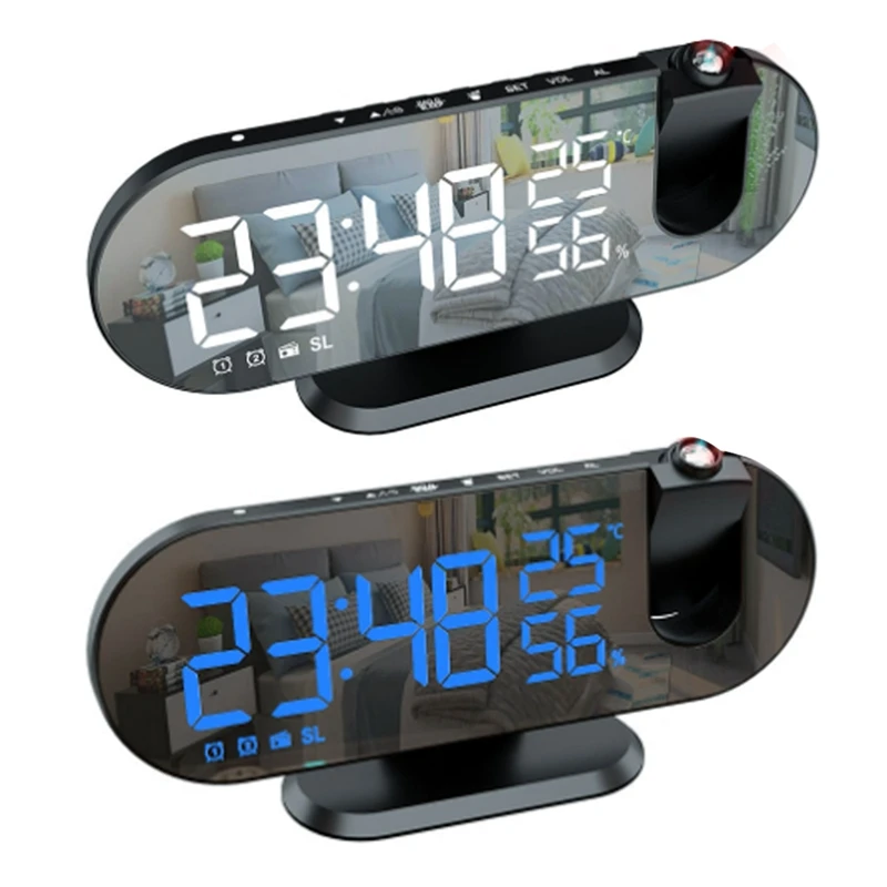 

Projection Alarm Clock For Bedrooms, Radio Alarm Clock With Projection, Dual Alarms, USB Charger Port