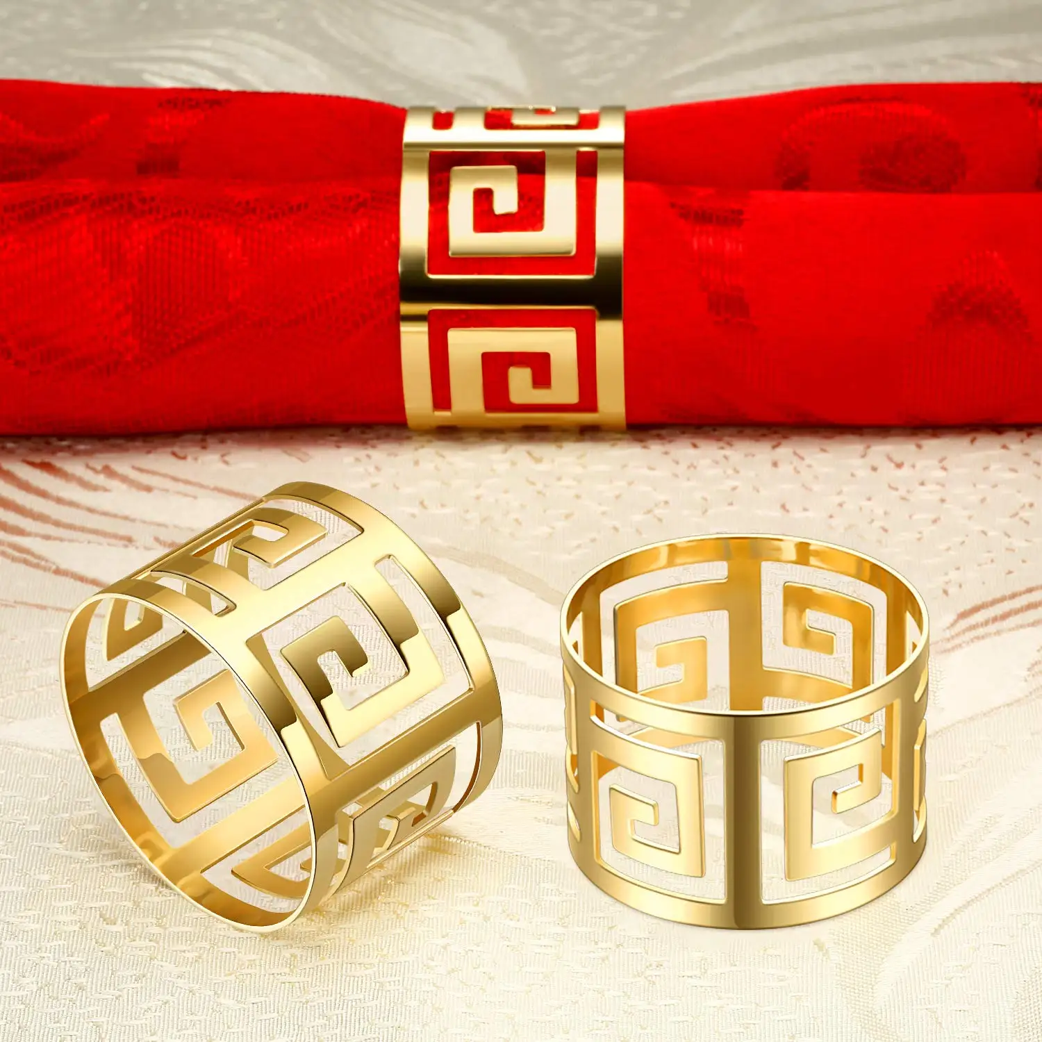 

Hollow Out Napkin Rings Holders, Serviette Buckle Holder, Exquisite Household Napkin Holder, Adornment for Table Decor, Set of 6