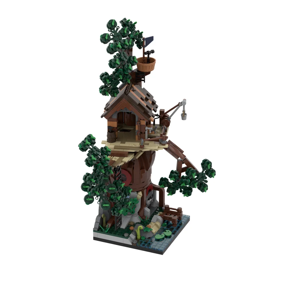 Gobricks MOC Woodland Retreat строительные блоки модель лесных старых деревьев креативный дом