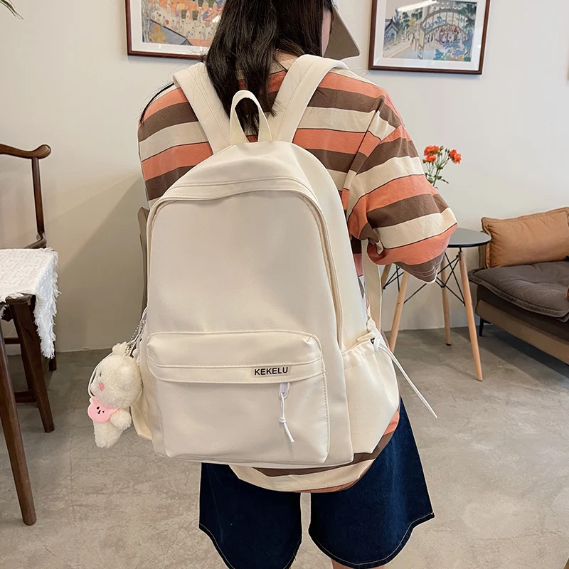 White Backpack Anti Theft Woman School Bag Ladies Nylon Bookbag Casual Female Waterproof Backpacks Girls Student Travel Rucksack