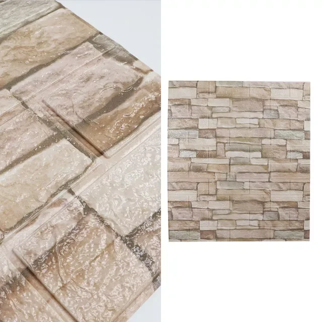 

Wall Sticker Brick Pattern Wallpaper 10PCS Living Room Bedroom TV Retro Wall 77x70cm Waterproof Self-Adhesive Wall Sticker