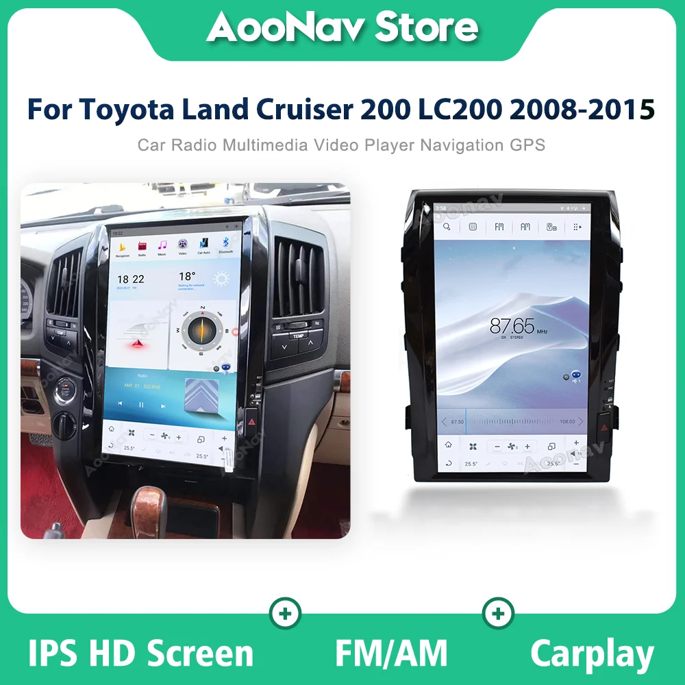 

Автомагнитола на Android 11,0 для Toyota Land Cruiser 200, LC200 2008-2015, мультимедийный видеоплеер, экран Тесла, GPS-навигация