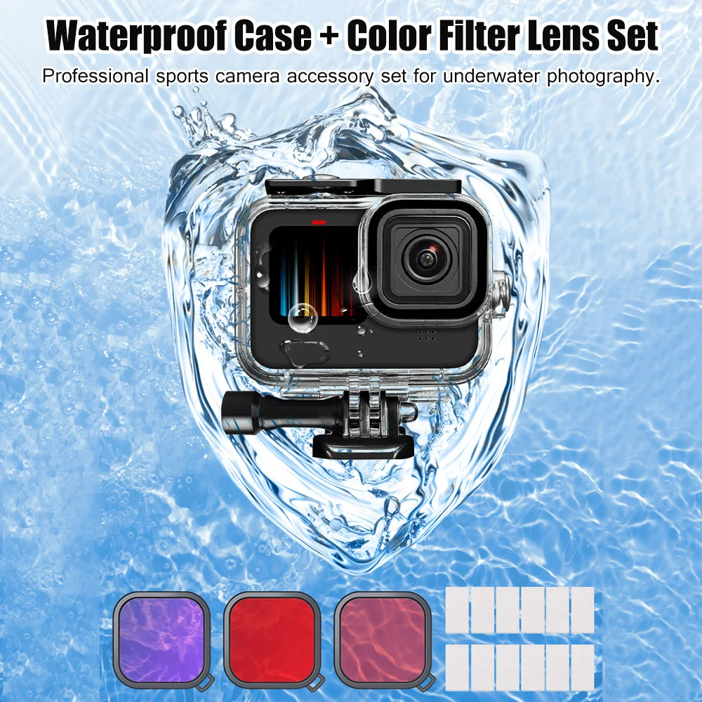 

Andoer Sports Camera Waterproof Case 35M Protective Underwater Housing Shell with Color Filters Replacement for GoPro Hero10 9