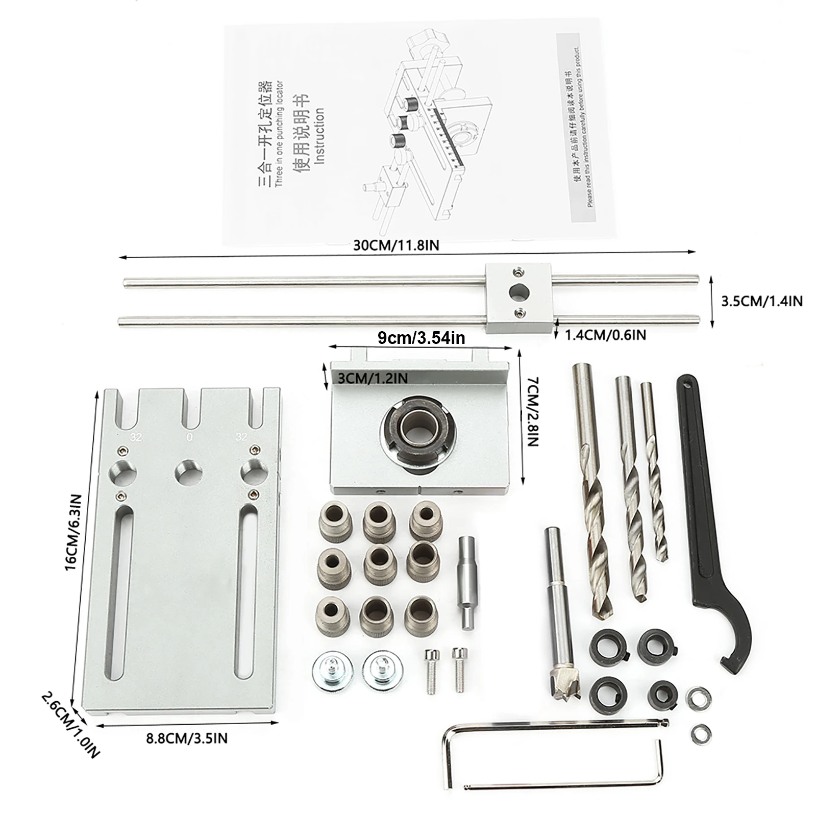 Набор Направляющих Для Деревообрабатывающего Сверла 3-в-1 Самоцентрирующийся