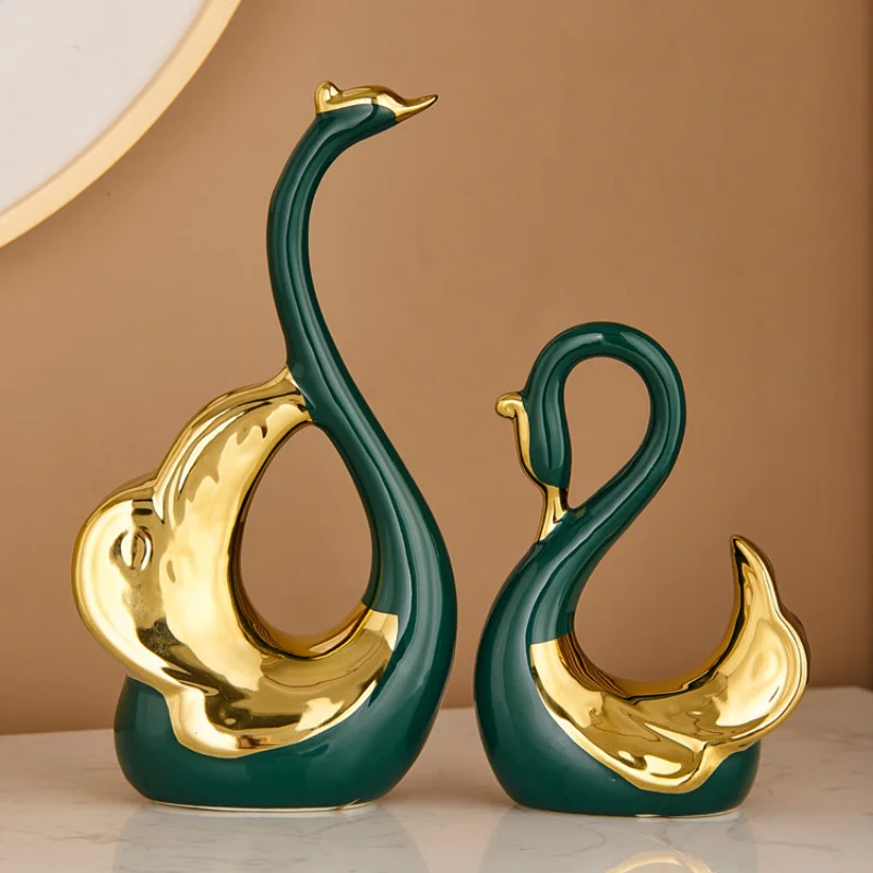 

luxury Light high-end ceramic swan decoration TV cabinet decoration new house housewarming new house gift