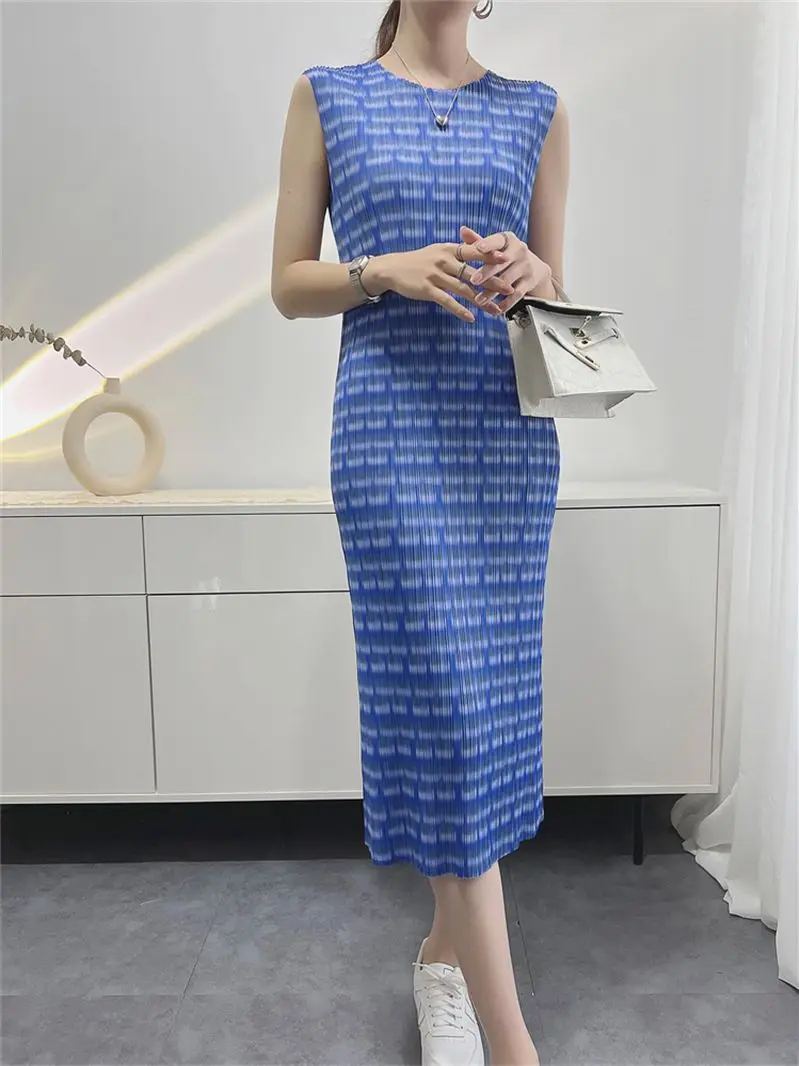 Женское плиссированное платье миаке свободные элегантные длинные платья с