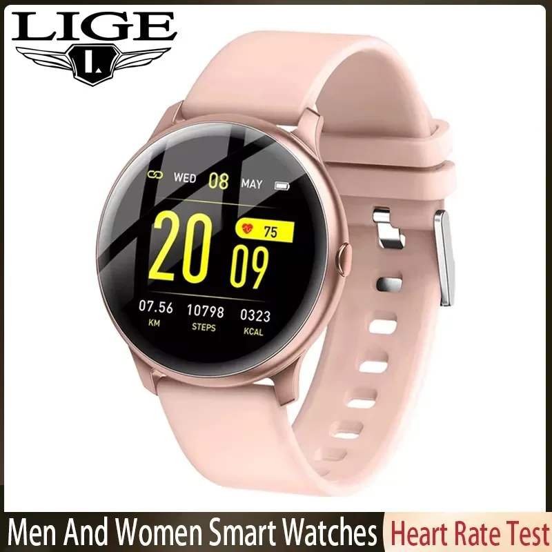 

LIGE 2022 Smart Watch Women Men Heart Rate Blood Pressure Information Remind Sport Multifunctional Waterproof Smartwatch+Box
