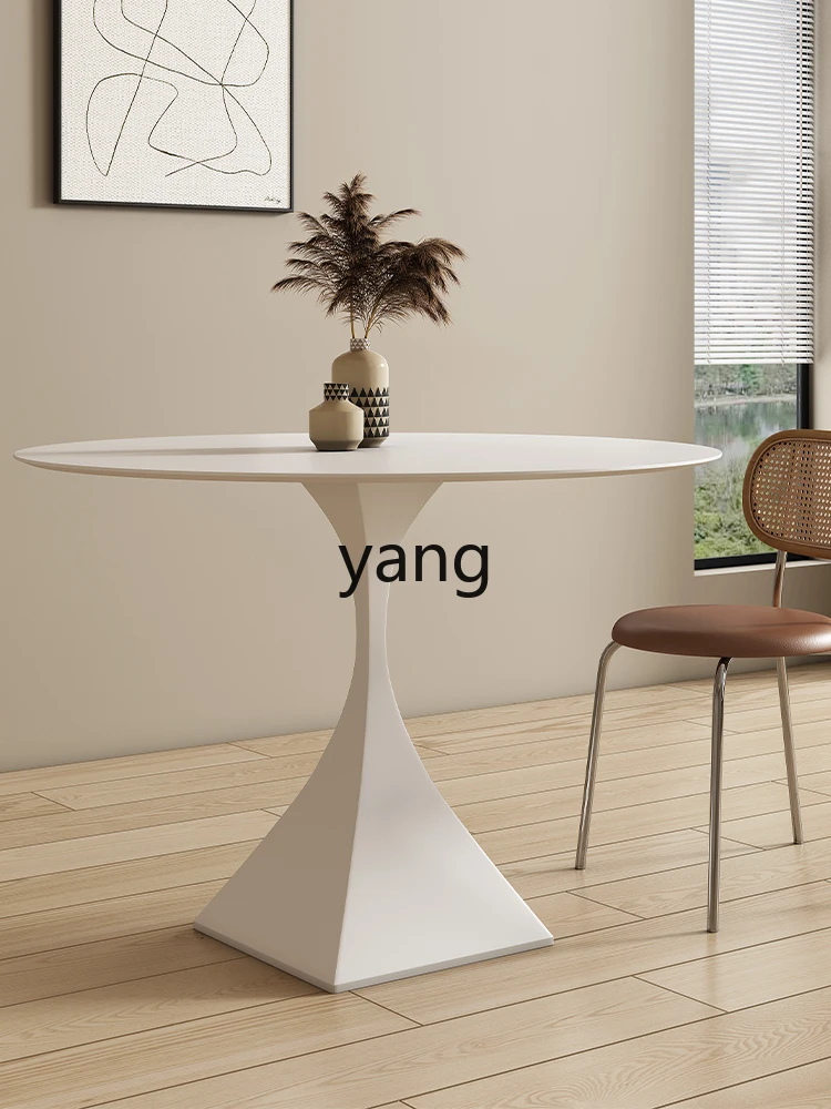 LXL крем-стиль каменная тарелка обеденный стол круглый белый согласование Delifeng