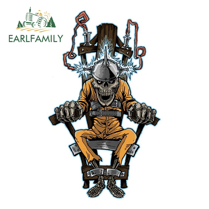 

EARLFAMILY 13 см x 7,8 см ездить на молнии Электрический стул виниловый череп Автомобильная наклейка заднее лобовое стекло багажник ящик для инструментов наклейка на автомобиль