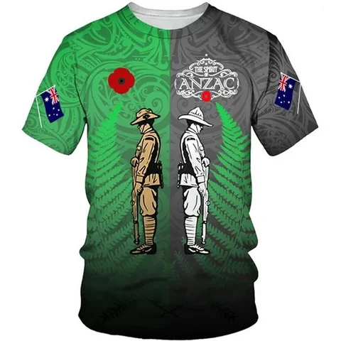 Футболка Anzac Australia и New Zealand Maori Manaia Poppy Fern Lest We Forget из полиэстера