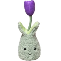 hot cute tulip pot dolls kawaii artificial flower potted plants plush toys stuffed soft for baby girl birthday decor gifts