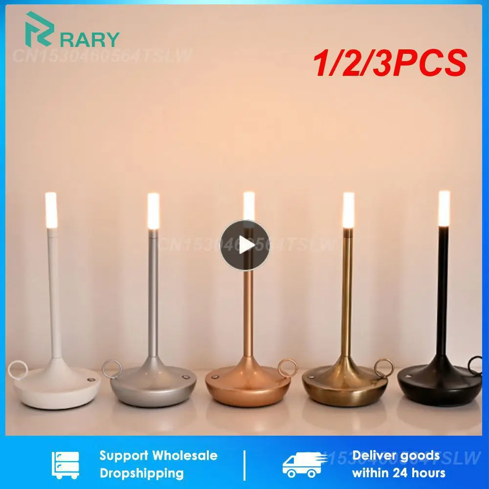 

1/2/3PCS Touch LED candlelight camper table lamp rechargeable camper waterproof warm light candle lamp dinner atmosphere table