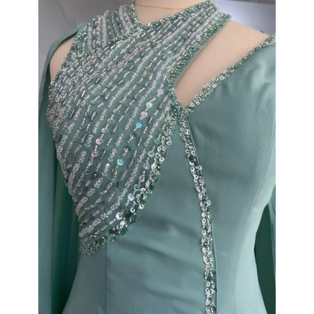 

Muloong Halter Sweep Train Women Elegant And Pretty Luxury Prom Dress
