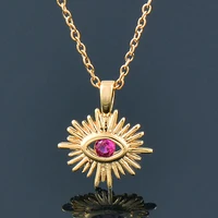kioozol stainless steel evil eye pendant necklaces with blue pink green white stones chain on neck fashion jewelry 314 ko1