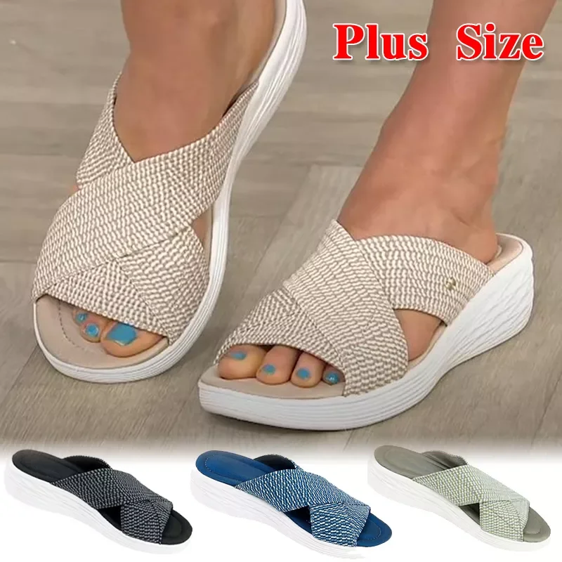 

2022NEW Fashion Women's Slippers Summer Outdoor Beach Female Flats Plus Size Slipper Casual Comfortable Platform Ladies Sand