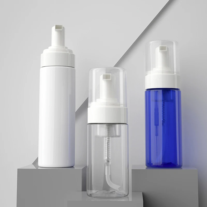 

10pcs 100ml 150ml 200ml Empty White Clear Blue Facial Cleanser Plastic Bottle Foaming Pump Soap Dispenser Cosmetics packaging