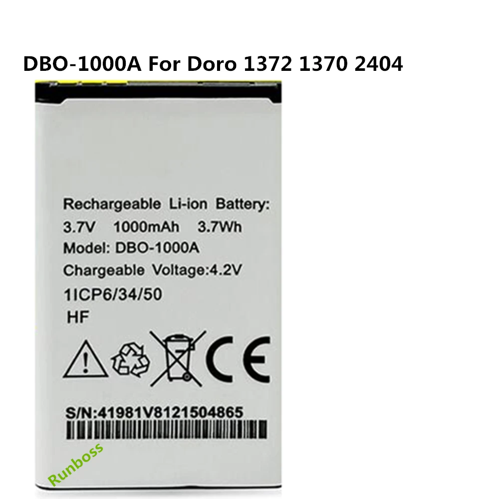 3 7 V 1000mAh аккумулятор DBO-1000A для Doro 1370 1372 мобильный телефон пожилых людей Batteria