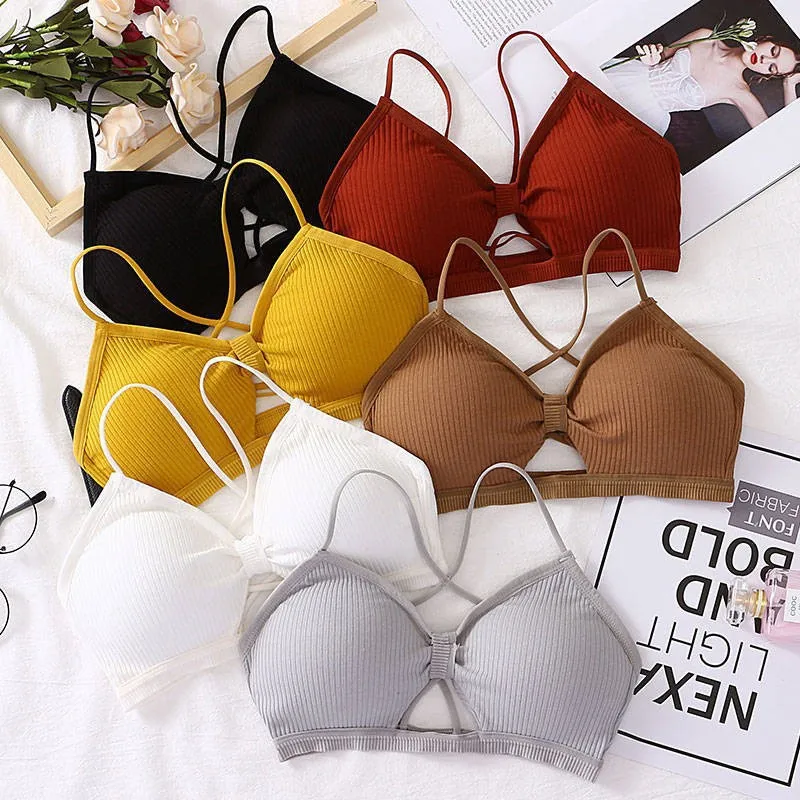 

2022 sexy threaded sports yoga bra pure cotton sports bra fitness top bra breathable strap underwear bra pad wrap chest