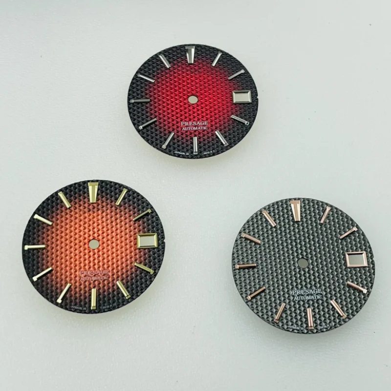 28mm NH35 dial watch accessory red black orange diving watch stripe nail rose gold dial Suitable for NH35/NH36 movements