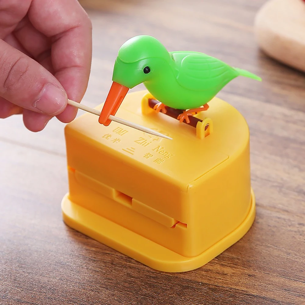 Toothpick Storage Box Container Automatic Toothpick Dispenser Desk Organizers Home Decor Creative Cute Little Bird Toothpick Box images - 4