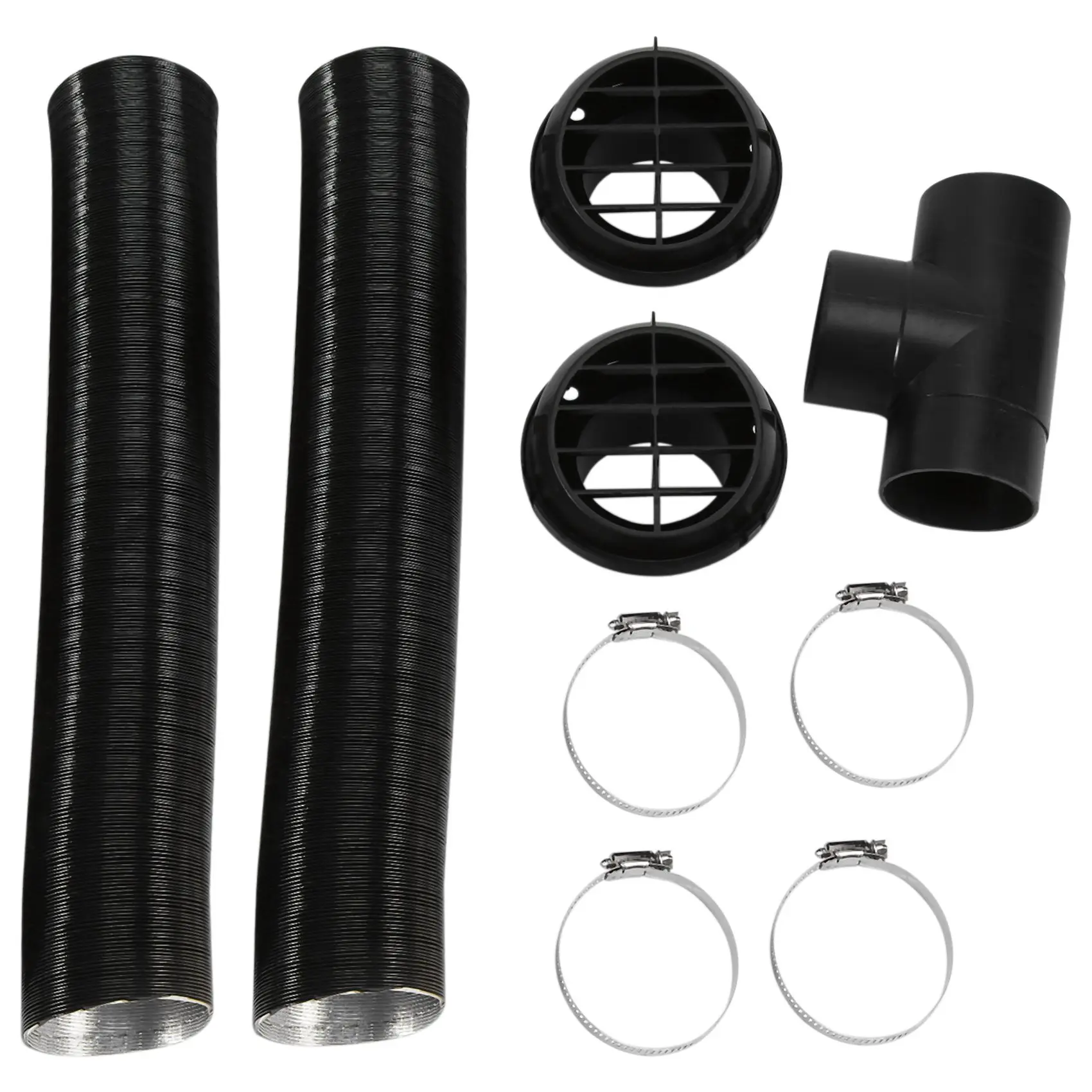

60mm Car Auto Heater Pipe Duct T Piece Warm Air Outlet Vent Hose Clips Set for Parking Heater Webasto Eberspacher