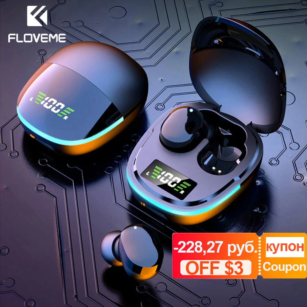 Bluetooth наушники FLOVEME TWS беспроводные светодиодный дисплей сенсорное управление