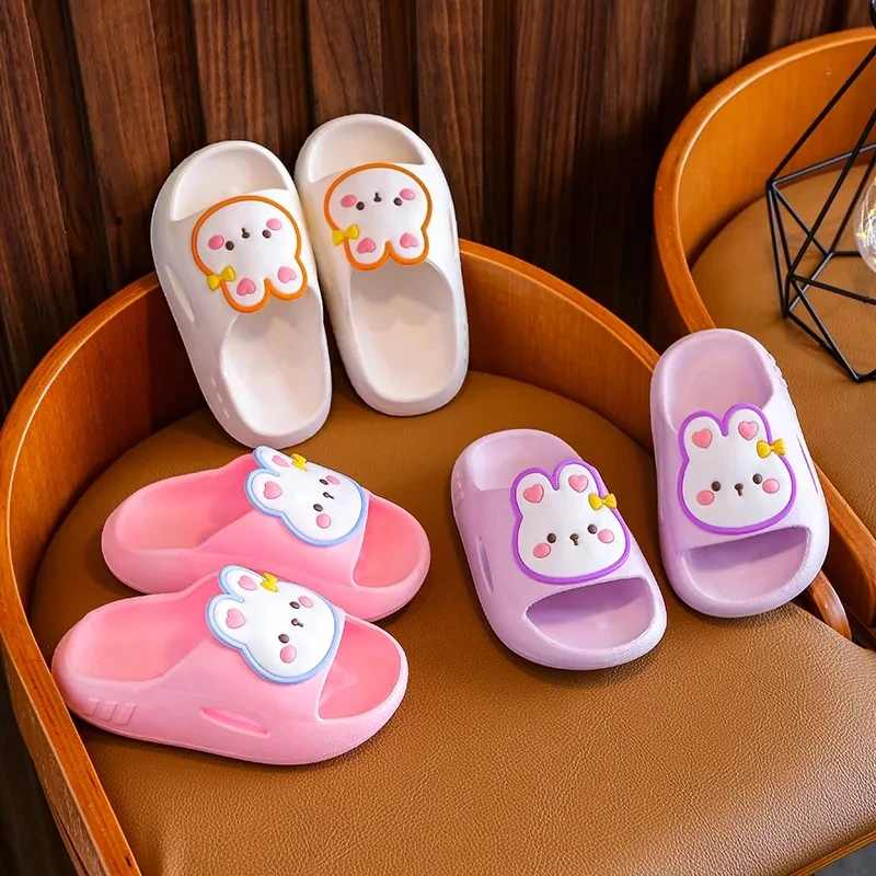 Кроличьи детские тапочки Kawaii мультфильм дешевые сандалии для девочек летние Todder