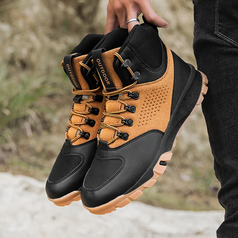 Outdoor Hiking Boots Men High Top Hiking Shoes Fashion Breathable Military Tactical Boots Men Climbing Camping Trekking Sneakers