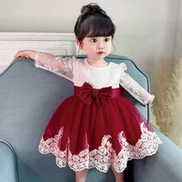 rocwickline new summer and autumn girls dress lace gauze bow floral ball gown elegant celebrities accessible luxury sweet dress