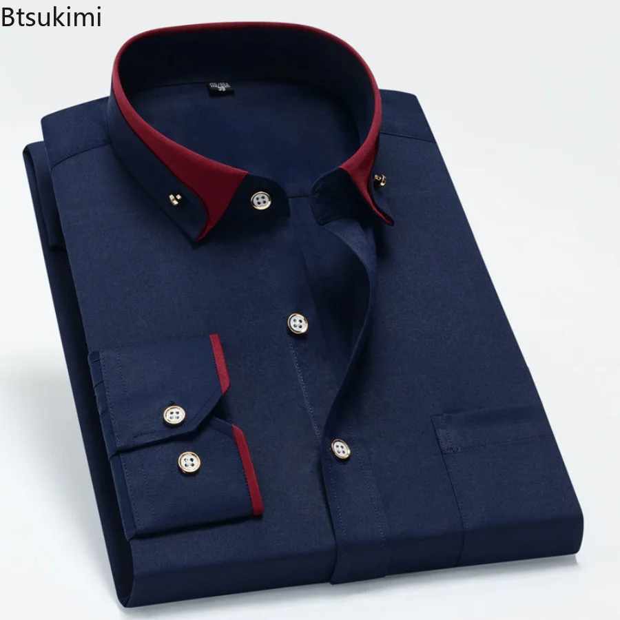 

2023 Men's Wedding Dress Long Sleeve Shirt Oversized Formal Business Shirts Male Slim Fit Fashion Casual Shirts Chemise Homme