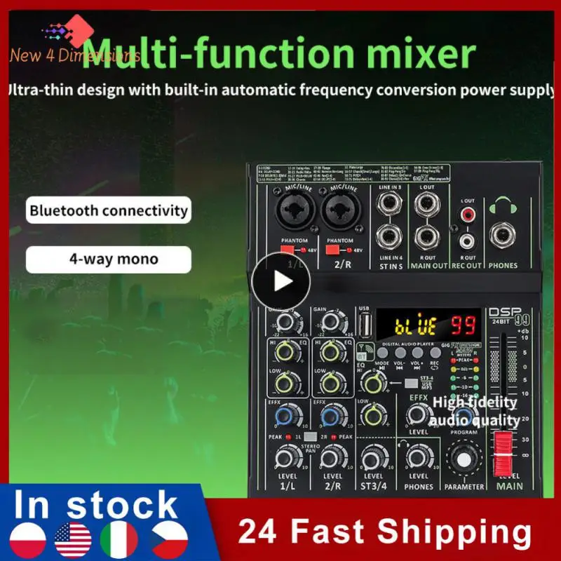 

Phantom Power 99 Dsp Effects Built-in Dsp Chip Multi-function Professional Sound Card Audio Mixer Mixer 18dbm 4-channel Mono