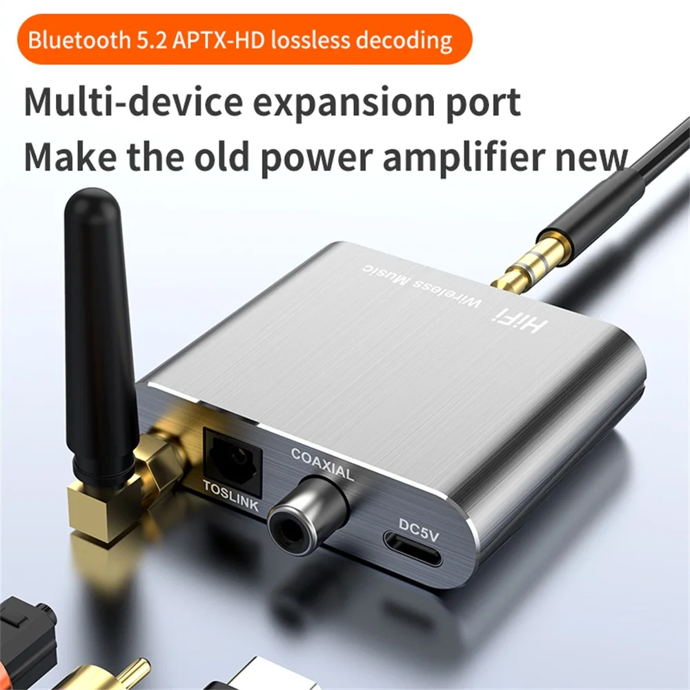 

AptX-HD Bluetooth 5,2 музыкальный приемник HIFI беспроводной аудио адаптер с 3,5 мм Aux Toslink/коаксиальный выход для автомобиля усилителя