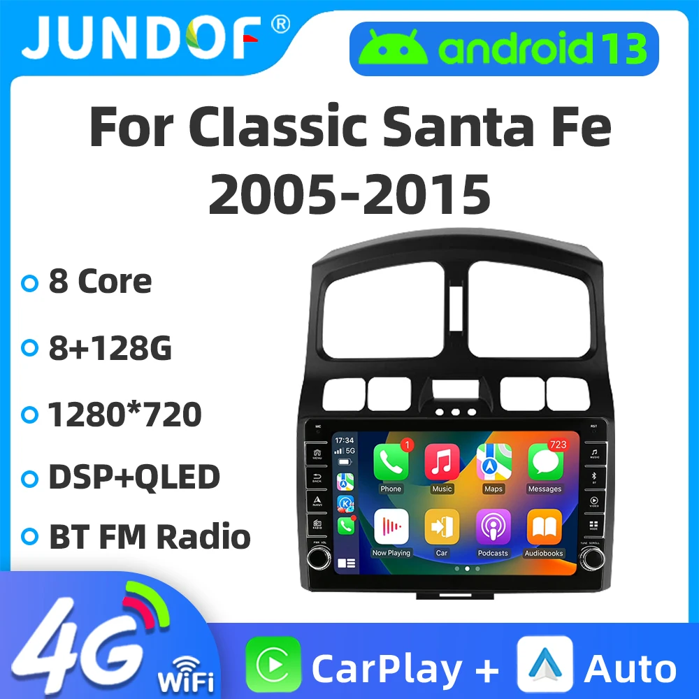 2 Din Android 13 автомобильный радиоприемник мультимедийный видеоплеер для Hyundai Classic Santa