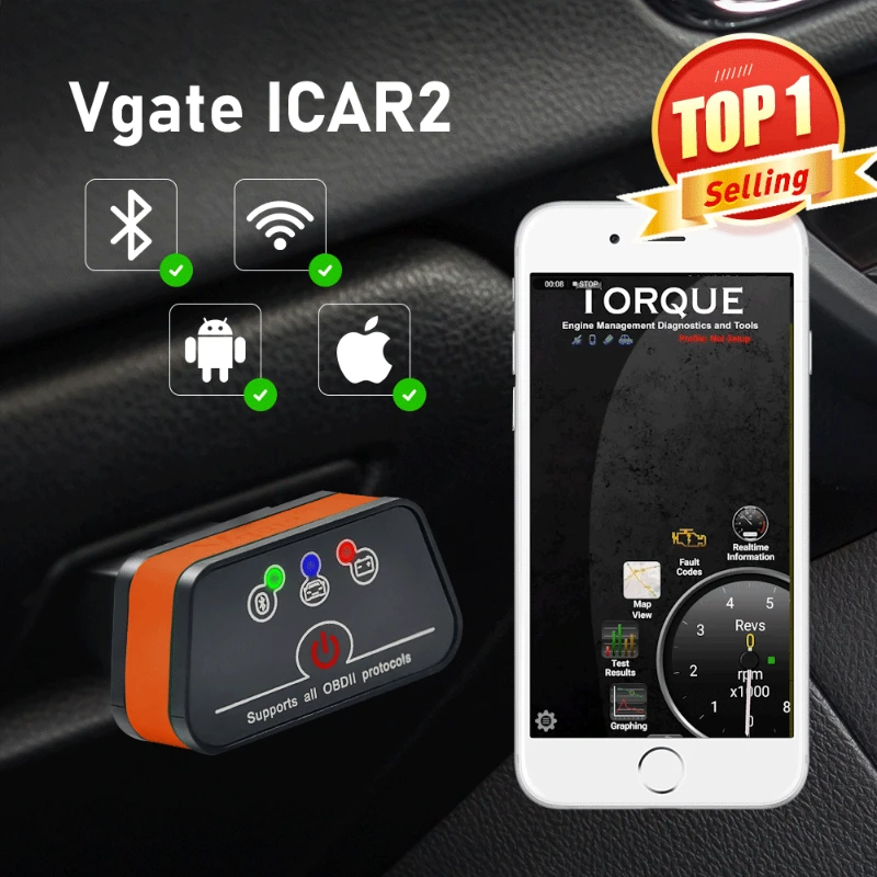 

Vgate iCar2 obd2 bluetooth scanner ELM327 V2.2 obd 2 wifi icar 2 car tools elm 327 for android/PC/IOS code reader free shipping