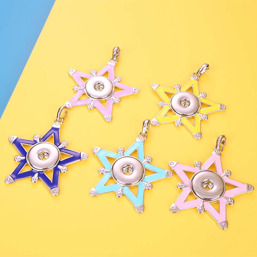 

The Five-pointed Star Pendant Geometry Interchangeable Ginger Necklace 167 Fit 18mm Snap Button Charm Jewelry For Women Gift