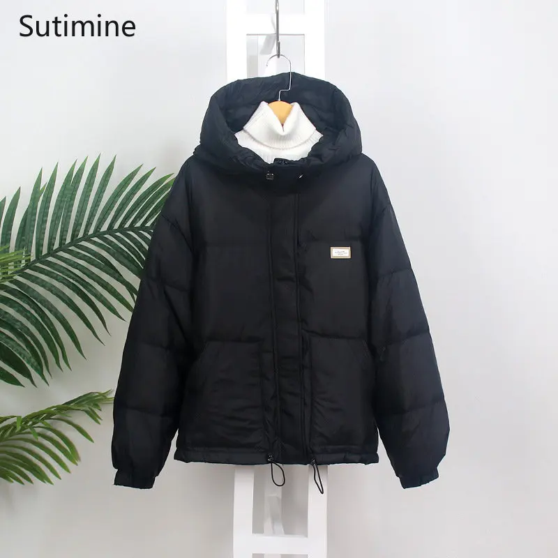 Winter Clothes Women Office Lady Pockets Down Jacket Women Thickened Korean Version Loose Winter Clothing Hooded Winter Coat