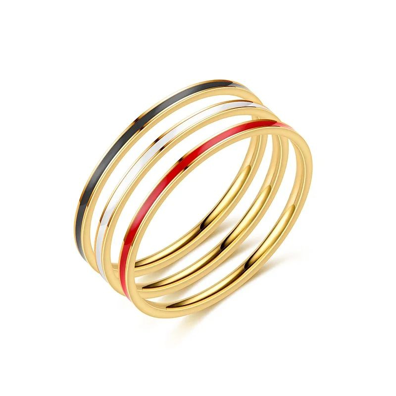 

European and American Minority 1mm Fine Titanium Steel Oil Dripping Ring Female Popular Versatile Ring Wholesale Jewelry