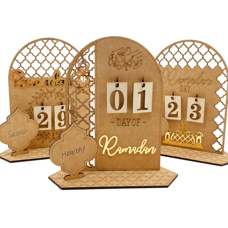 

Wooden Eid Mubarak Countdown Calendar Ramadan Decoration for Home Eid Al Adha Gifts Islamic Ramadan Kareem Muslim Party Decor