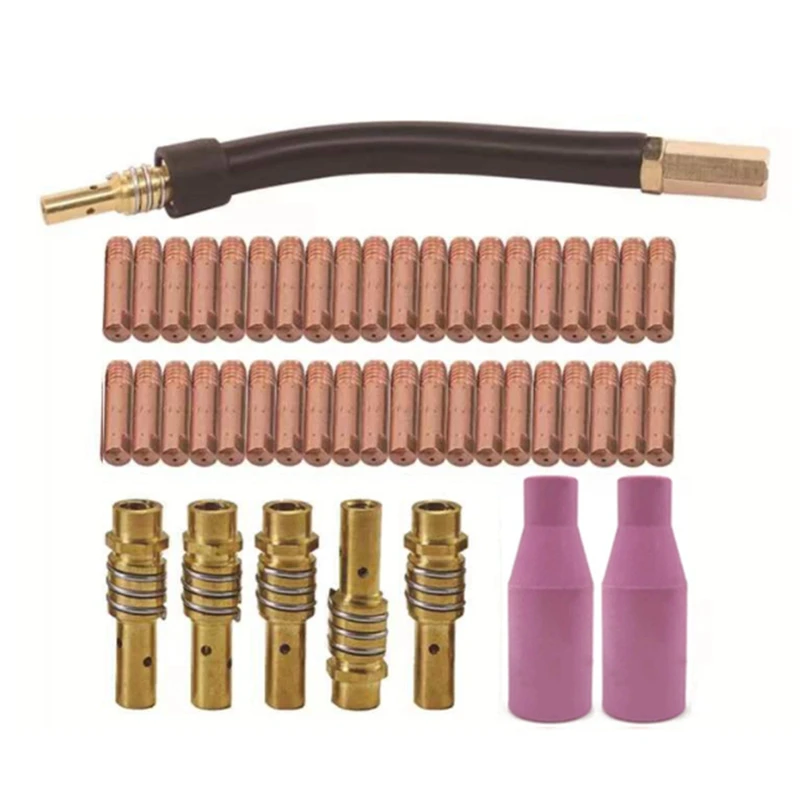 

48Pcs 15AK For Binzel Torch/Gun Consumables Electrode Link Rod Tips Goose Neck Bend For MIG Welding Machine 0.8Mm