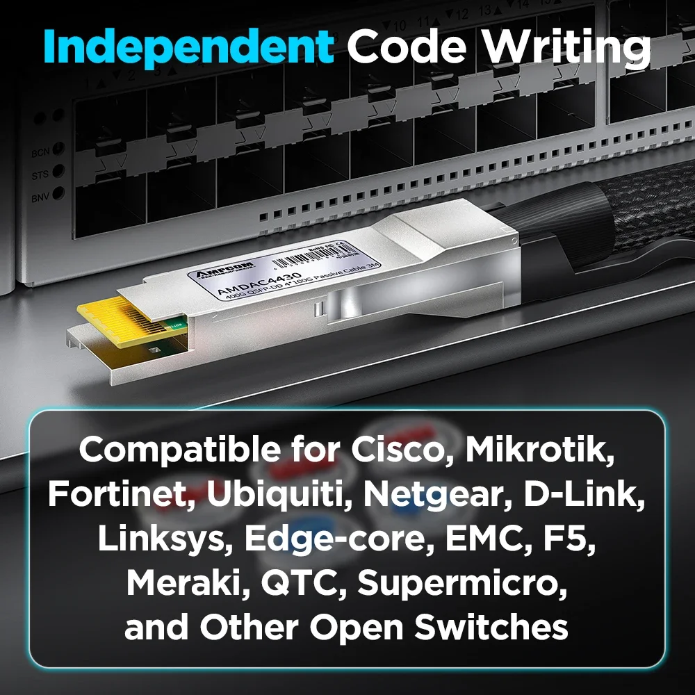 AMPCOM 400G памяти от 4 до 4x100G SFP56 пассивное прямое подключение к Twinax медный разрывной