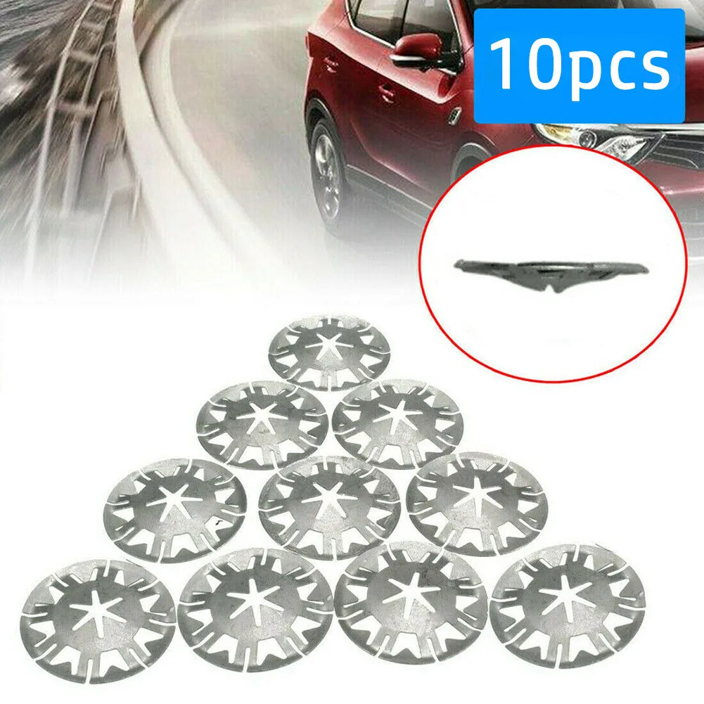 

10*Car Metal Clamping Washers Heat Shield Insulation Cover Auto Fasteners Universal Undertray Exhaust Metal Spring Washer