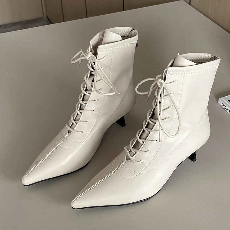 

Женские ботильоны с острым носком, короткие ботинки в западном стиле, офисные туфли-лодочки на каблуке, 2022