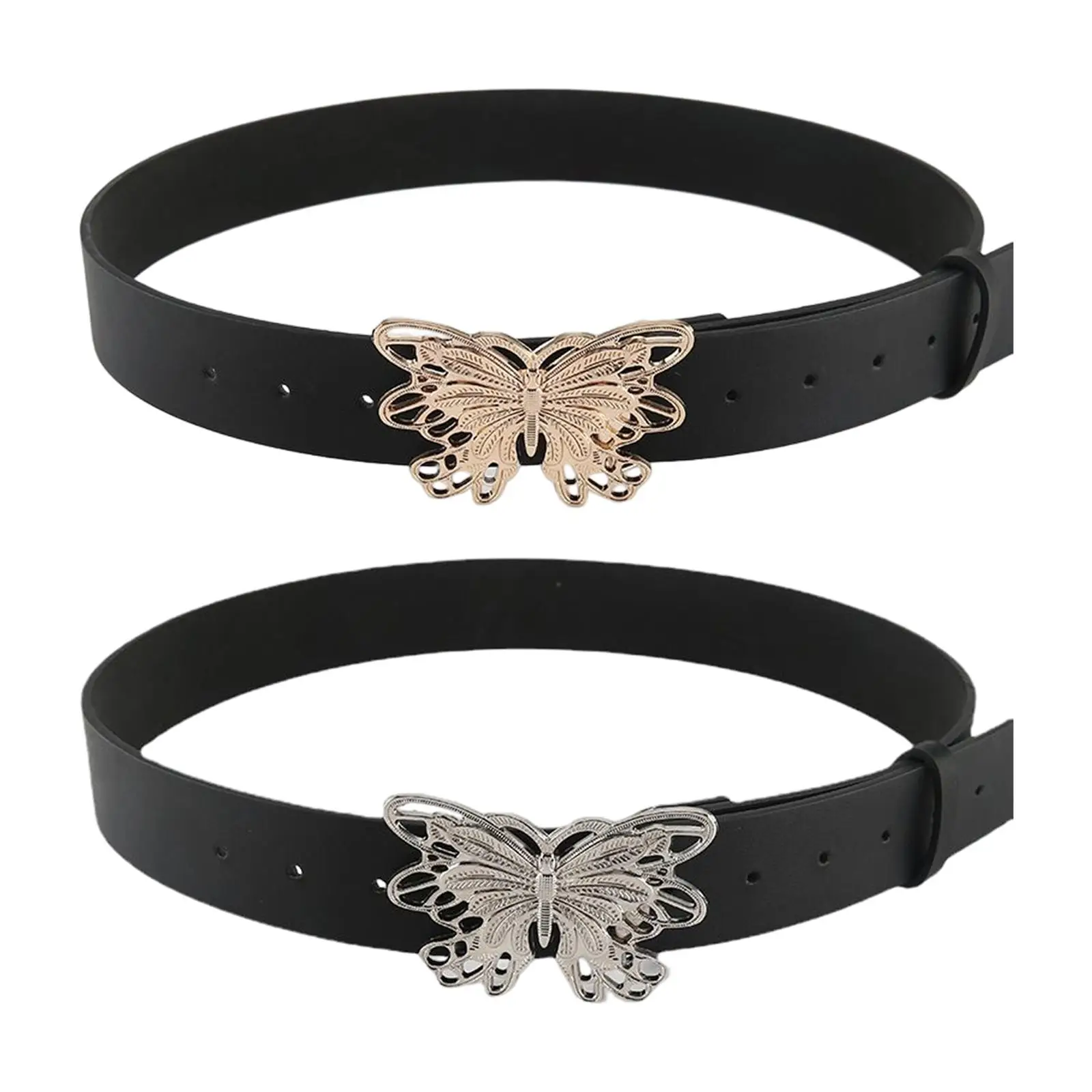 

Женский ремень из искусственной кожи с пряжкой-бабочкой, регулируемый ремень с люверсами, стильная пряжка с язычком, поясной ремень для подарка на годовщину, свидание