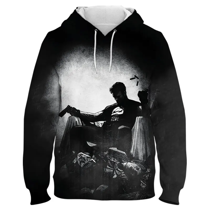 

Men's Oversized Hoodies Marvel The Punisher 3D Print Women Sweatshirt Spring Autumn Casual Boy Girl Kids Pullover