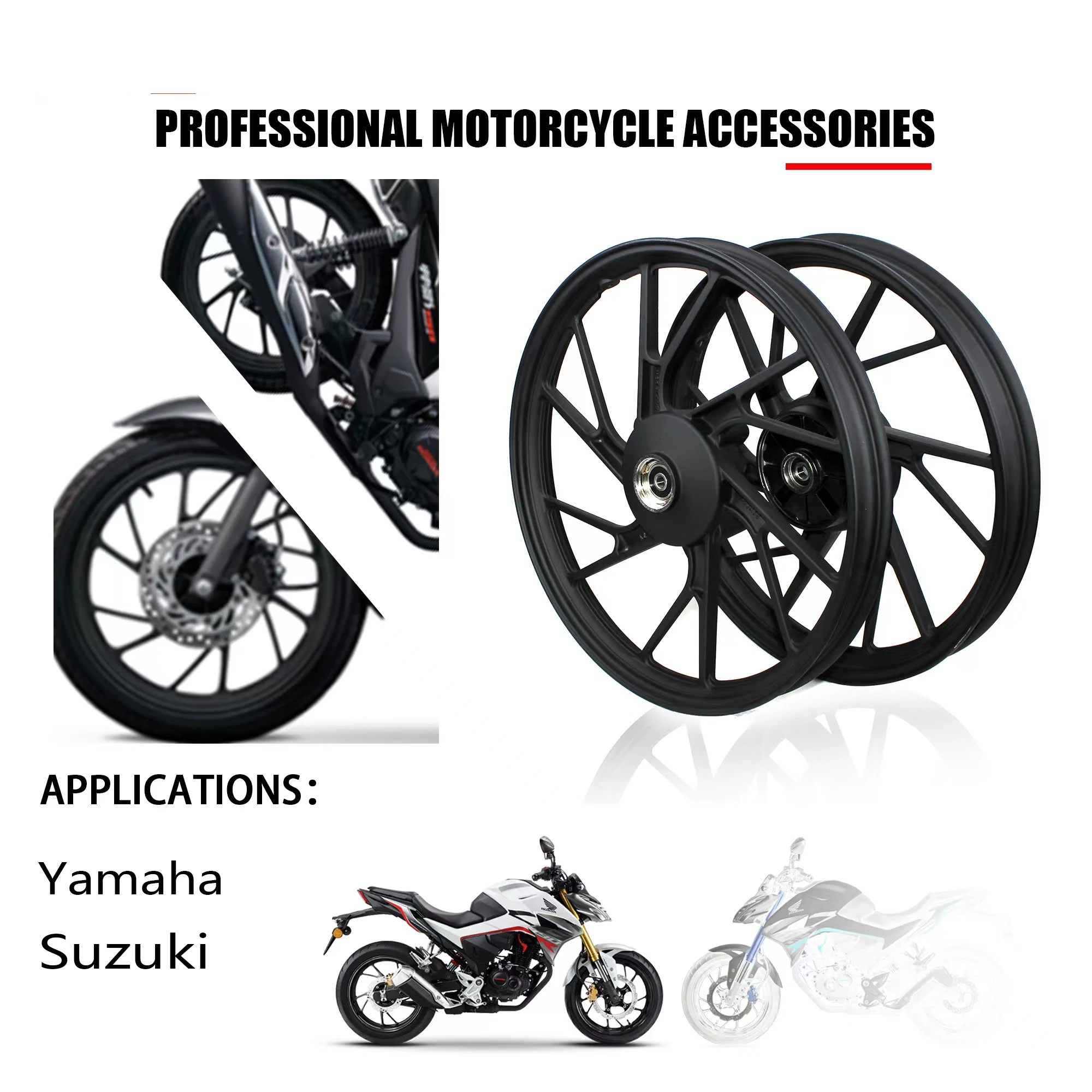 

18 * 1.6/18 * 1.85 for Suzuki Yamaha Motorcycle Accessories Front and Rear Wheel Hubs Vacuum Tires Wheels Aluminum Steel Rings