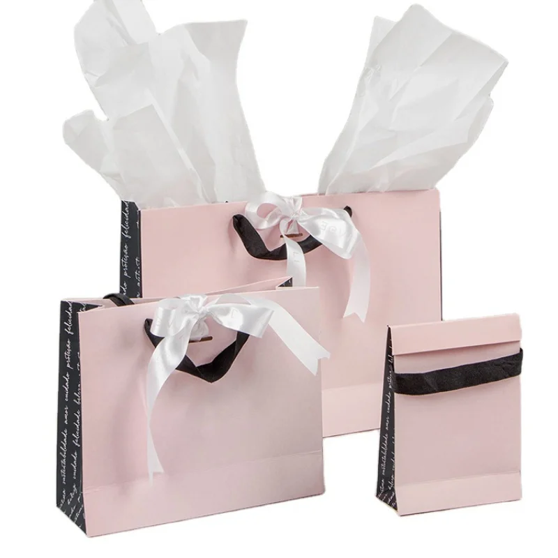

Wholesale Custom Branded Beautiful Small Jewelry Shopping Jewelry Wedding Gift Packaging Gift Paper Bags With Bow Tie
