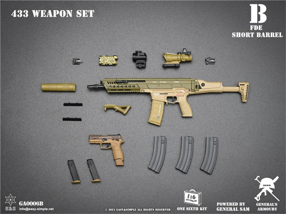 

1/6 ES GA0006 EASY&SIMPLE HK433 Assault Toys Main Weapon Pistol Long Short Barrel Can't Be Fired Model For Doll Action